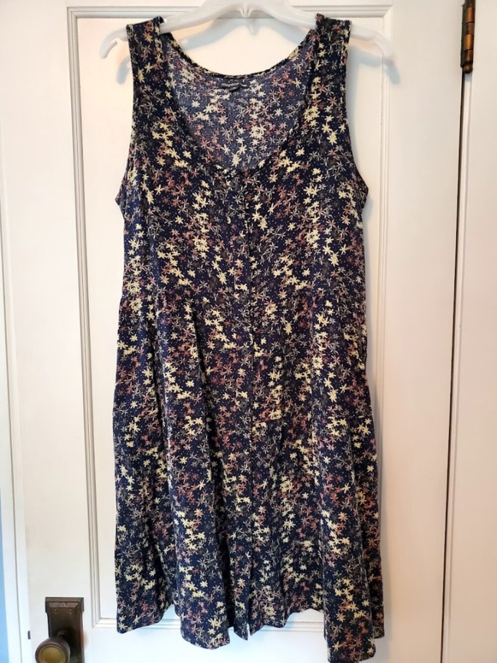 Sleeveless Manzana Organic Cotton Crepe Dress - Blue Floral - Toad & Co Sz M